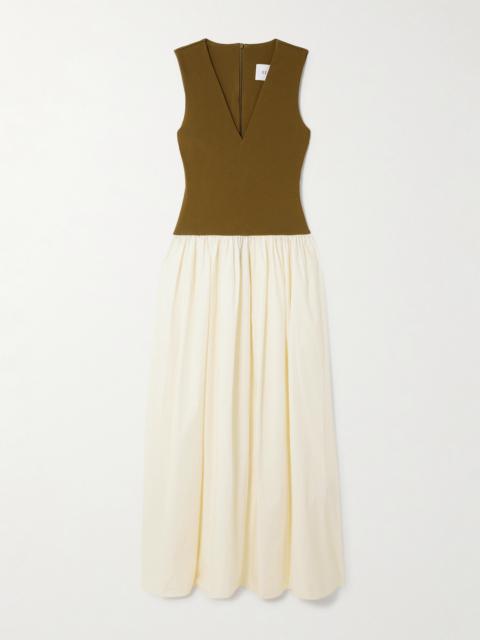 Stretch-knit And Silk-crepe Maxi Dress
