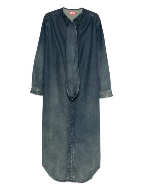 tie-neck denim maxi dress