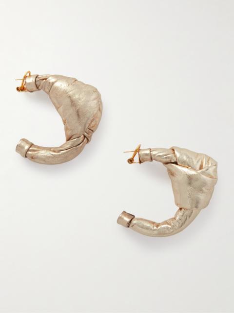+ Net Sustain Metallic Leather Hoop Earrings