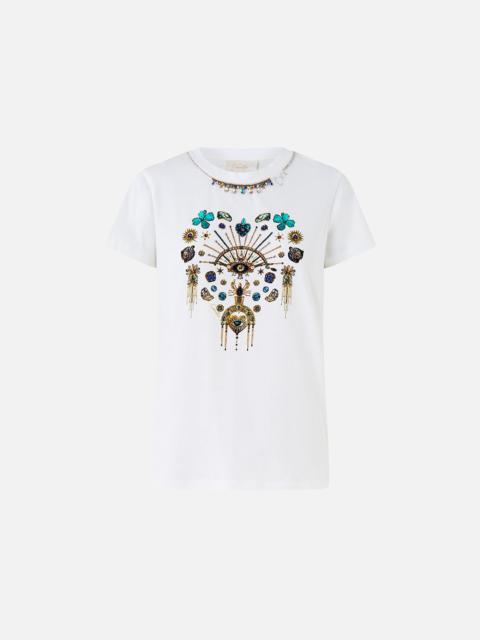 SLIM FIT ROUND NECK T-SHIRT - WHITE/MULTI