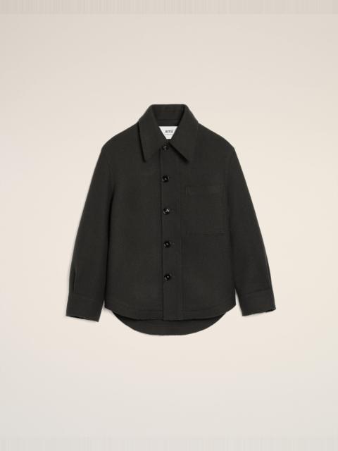 BLACK WOOL BUTTONED JACKET