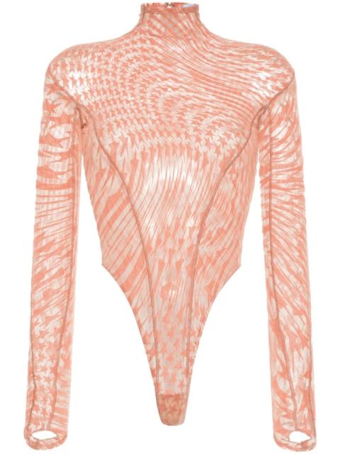 star-print mesh bodysuit