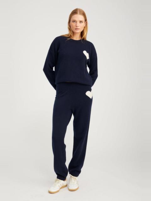 NAVY CASHMERE HEART LOGO SWEATPANTS