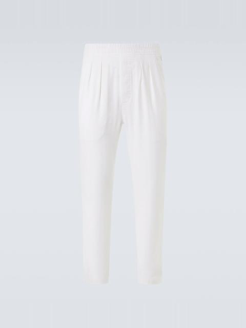 Cotton and silk straight pants