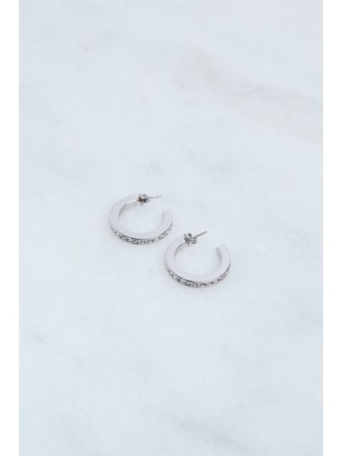 Hand Set European Crystal Small Hoop Earrings
