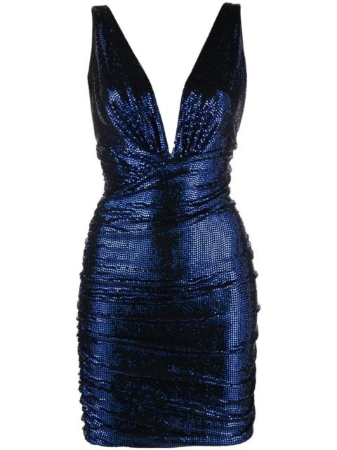 sequinned V-neck minidress