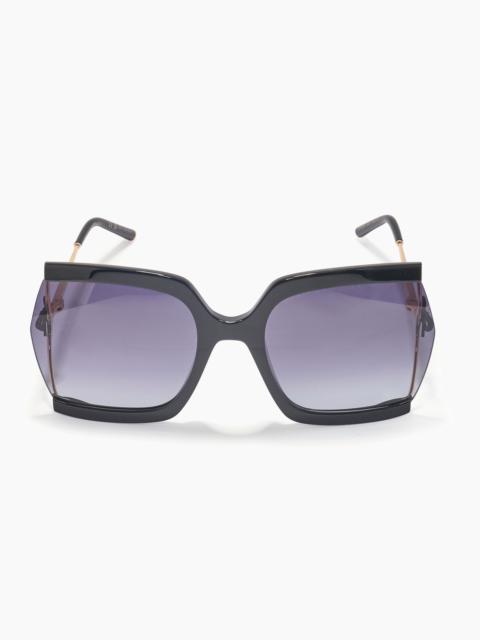Bow-Embellished Oversized Rectangular Sunglasses