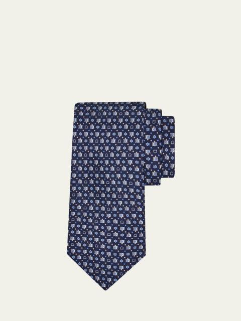 Men's Gancini Micro-Turtle Silk Tie