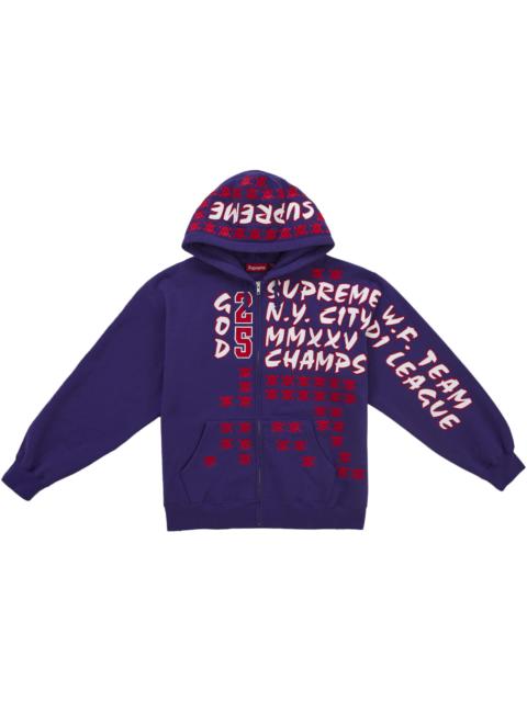 Supreme League Champs Zip Up Hooded Sweatshirt Purple