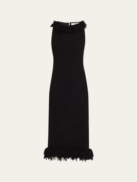 Monunment Fringed Boucle Midi Dress