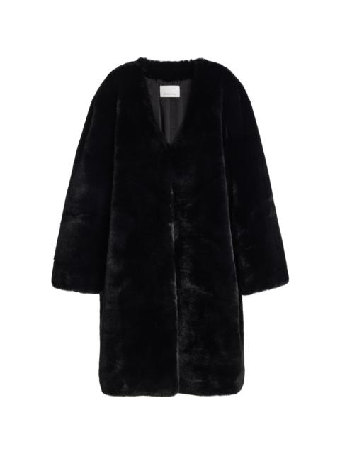Matera Collarless Faux Fur Coat black
