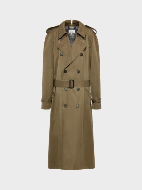 Folded Collar Cotton Trench Coat