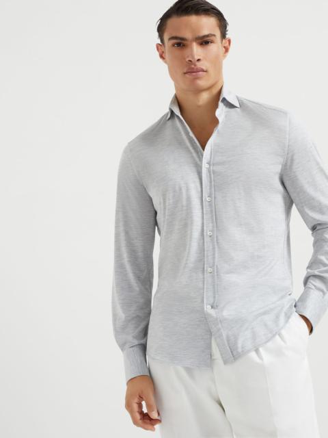 Silk and cotton jersey shirt with spread collar