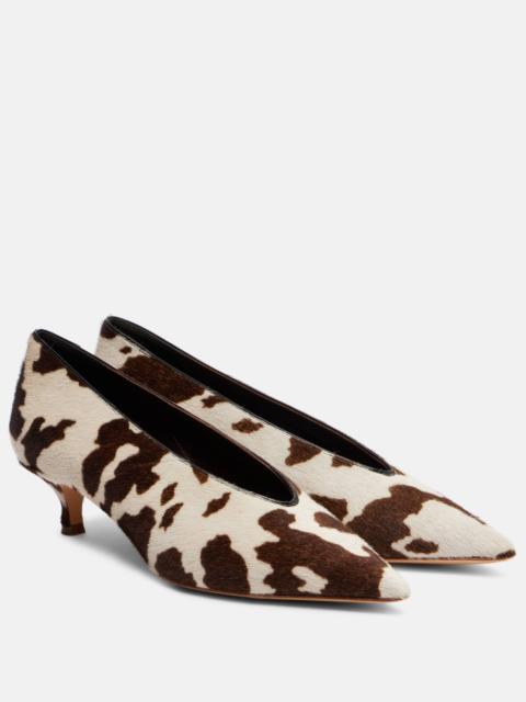Babouche cow-print calf hair pumps