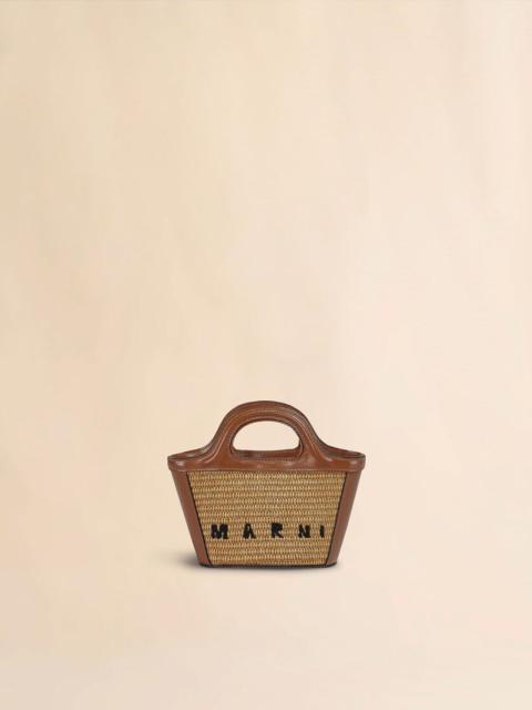 TROPICALIA MICRO BAG IN BROWN LEATHER AND RAFFIA