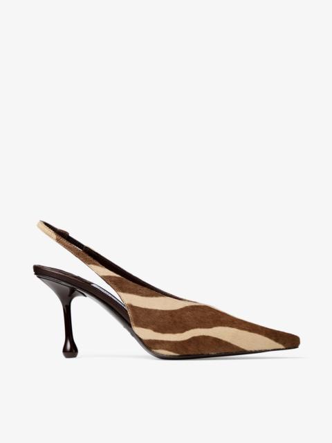 Isa 80
Chocolate Zebra Printed Pony Pumps