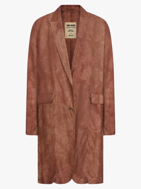 KATIA JACQUARD PRINT LONGLINE RELAXED JACKET | DARK ROSE