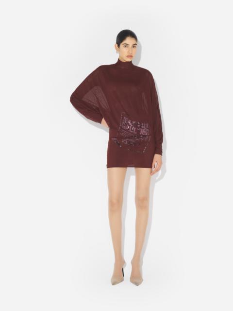 THE SHORT BURGUNDY EMBROIDERED DRESS