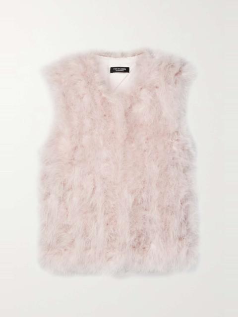 Feathered satin vest