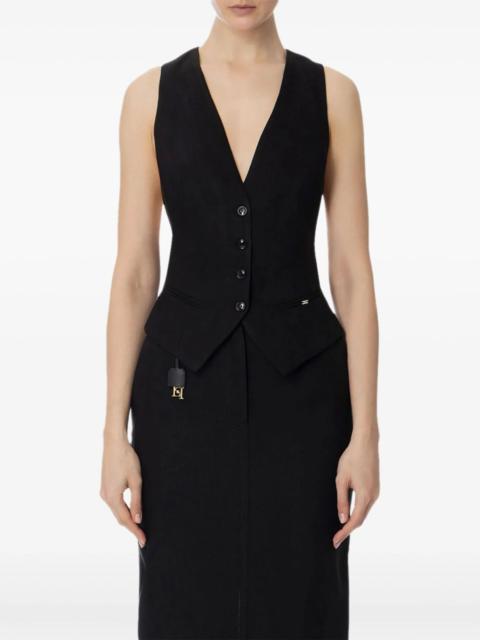 button-fastening sleeveless waistcoat