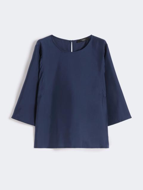 Habotai silk and jersey blouse - NAVY