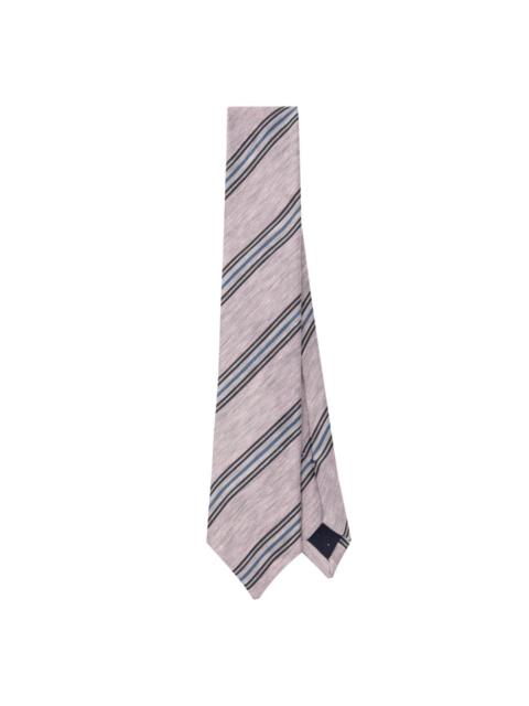 stripe-print linen-silk blend tie