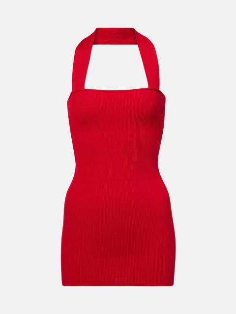 Ribbed-knit silk and cotton minidress