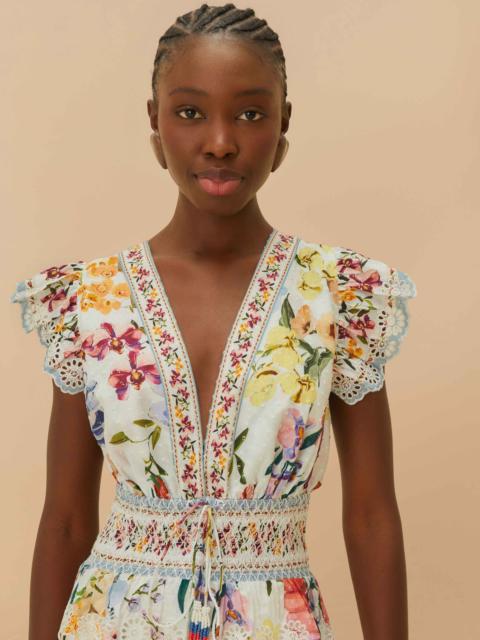 Off-White Greek Garden Smocked Blouse