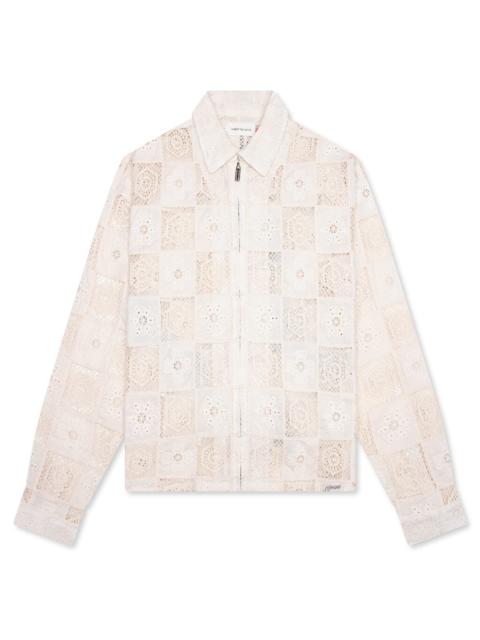 CROCHET FULL ZIP JACKET - BONE