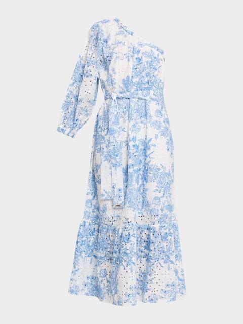 Autumn Asymmetric Eyelet Maxi Dress