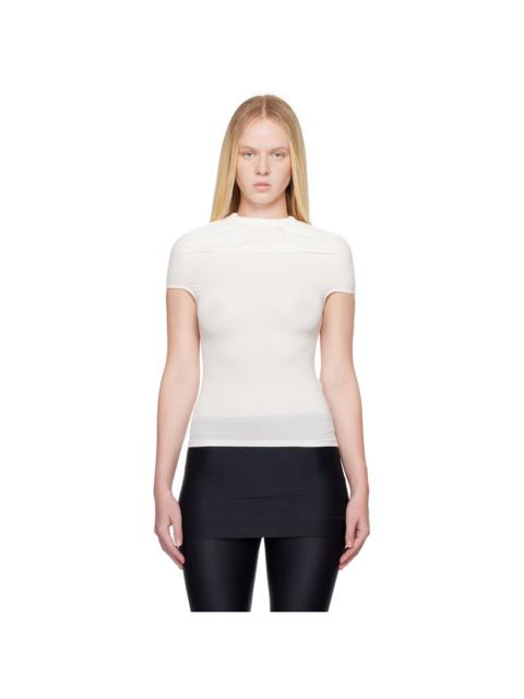 White Gathered Neck Tank Top