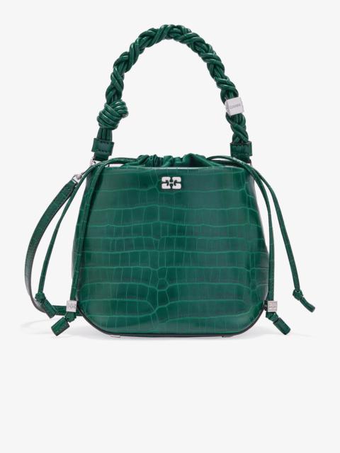 GREEN PATENT CROCO BOU BUCKET BAG