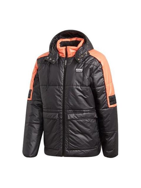 adidas originals R.y.v. Padded Stay Warm Colorblock Sports mid-length Hooded Padded Jacket Black GC8