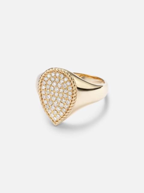18kt gold pinky ring with diamonds