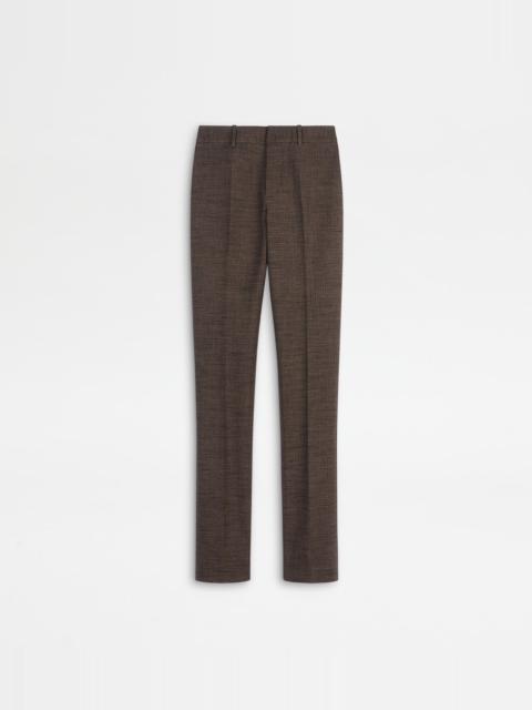 COTTON BLEND PANTS - BROWN