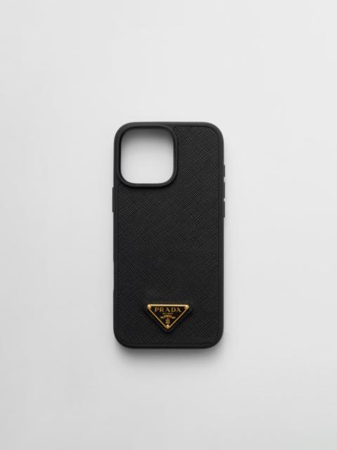 Saffiano leather case for iPhone 16 Pro Max