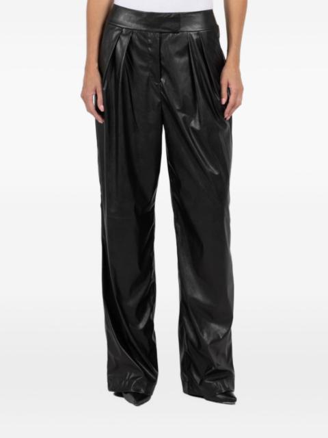 pleated faux-leather trousers
