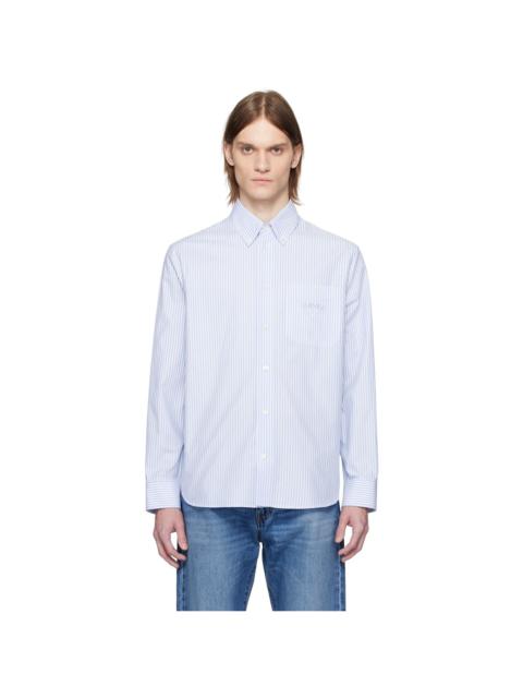 Blue & White Informal Striped Poplin Shirt