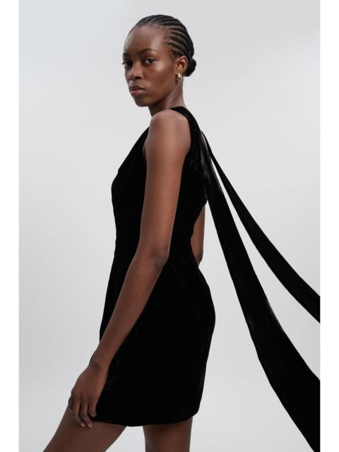 Velvet Woven Mini Dress With back Ties