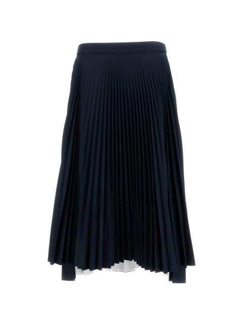 pleated asymmetric midi skirt