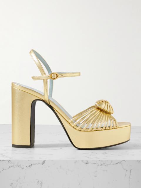 Embellished Metallic Leather Platform Sandals