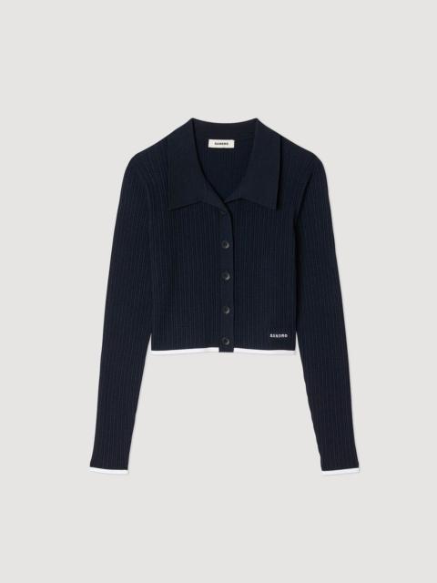 CROPPED POLO COLLAR CARDIGAN