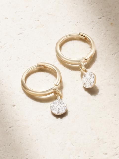 Disco 10-karat Yellow And White Gold Diamond Hoop Earrings