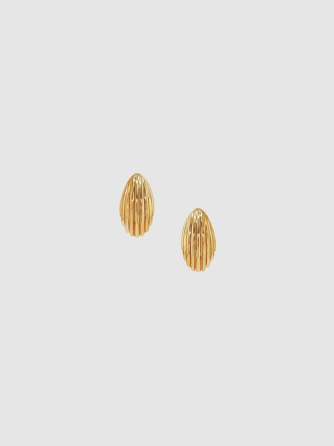 Small Ribbed Drop Earrings - Gold
