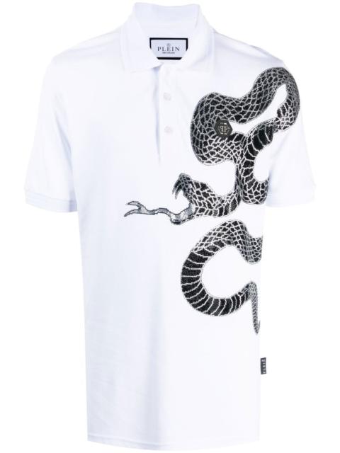 graphic snake polo shirt