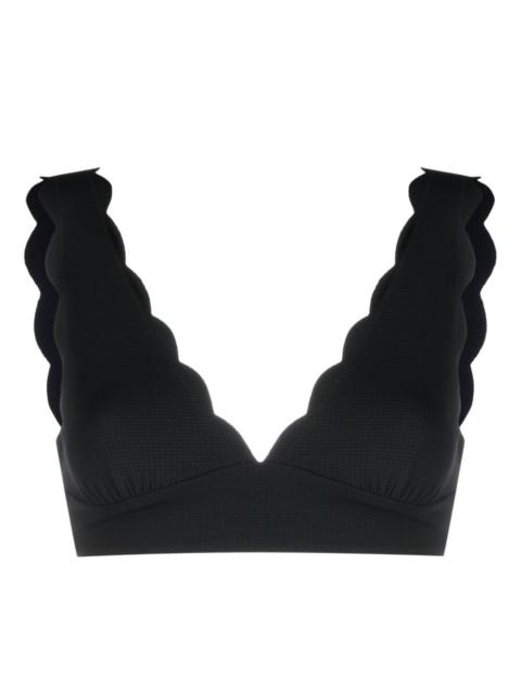 Santa Clara scallop-hem bikini top