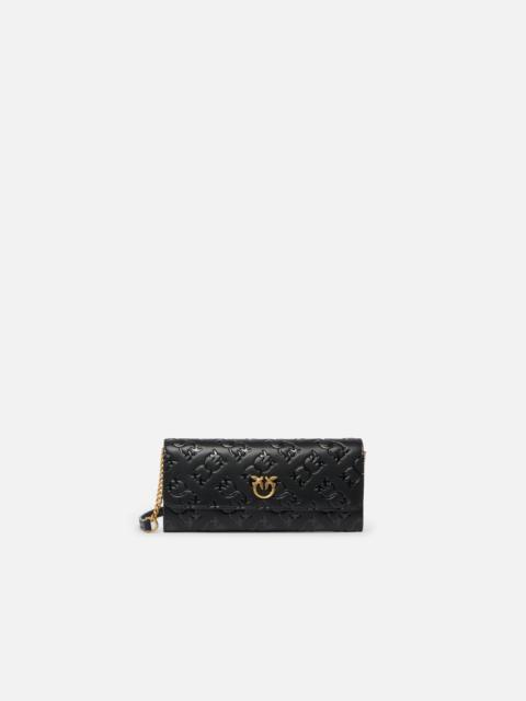 RECTANGULAR MONOGRAM LEATHER WALLET WITH STRAP