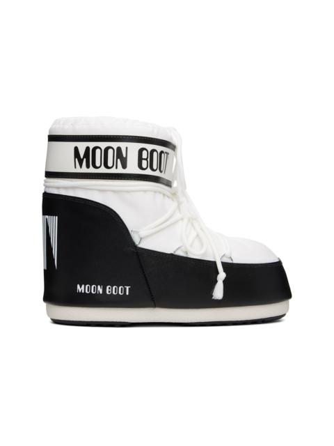 White & Black Icon Low Nylon Boots