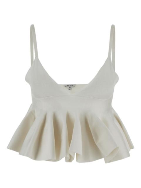 Godet ruffled v-neck top