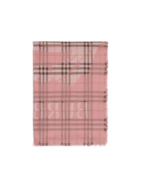 wide EKD Check wool silk scarf